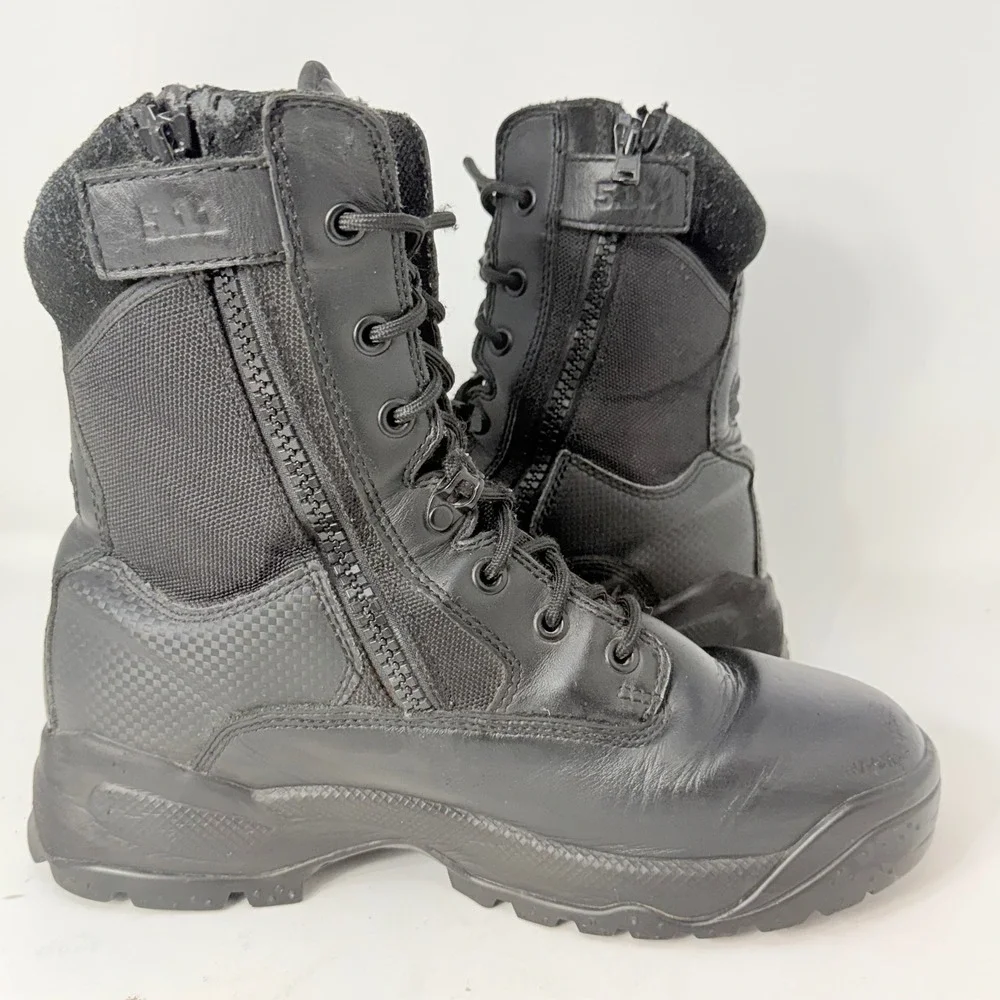 5.11 Tactical Series ATAC 8 Inch Side Zip Boots Mens 9.5 Black Leather 12001